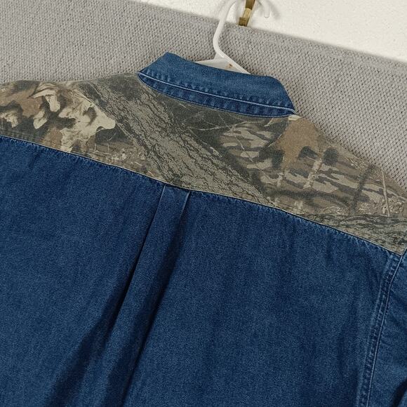 Game Winner Vintage Denim Shooting Shirt Mens XL Blue Camo Hunting Shooting - Picture 8 of 12